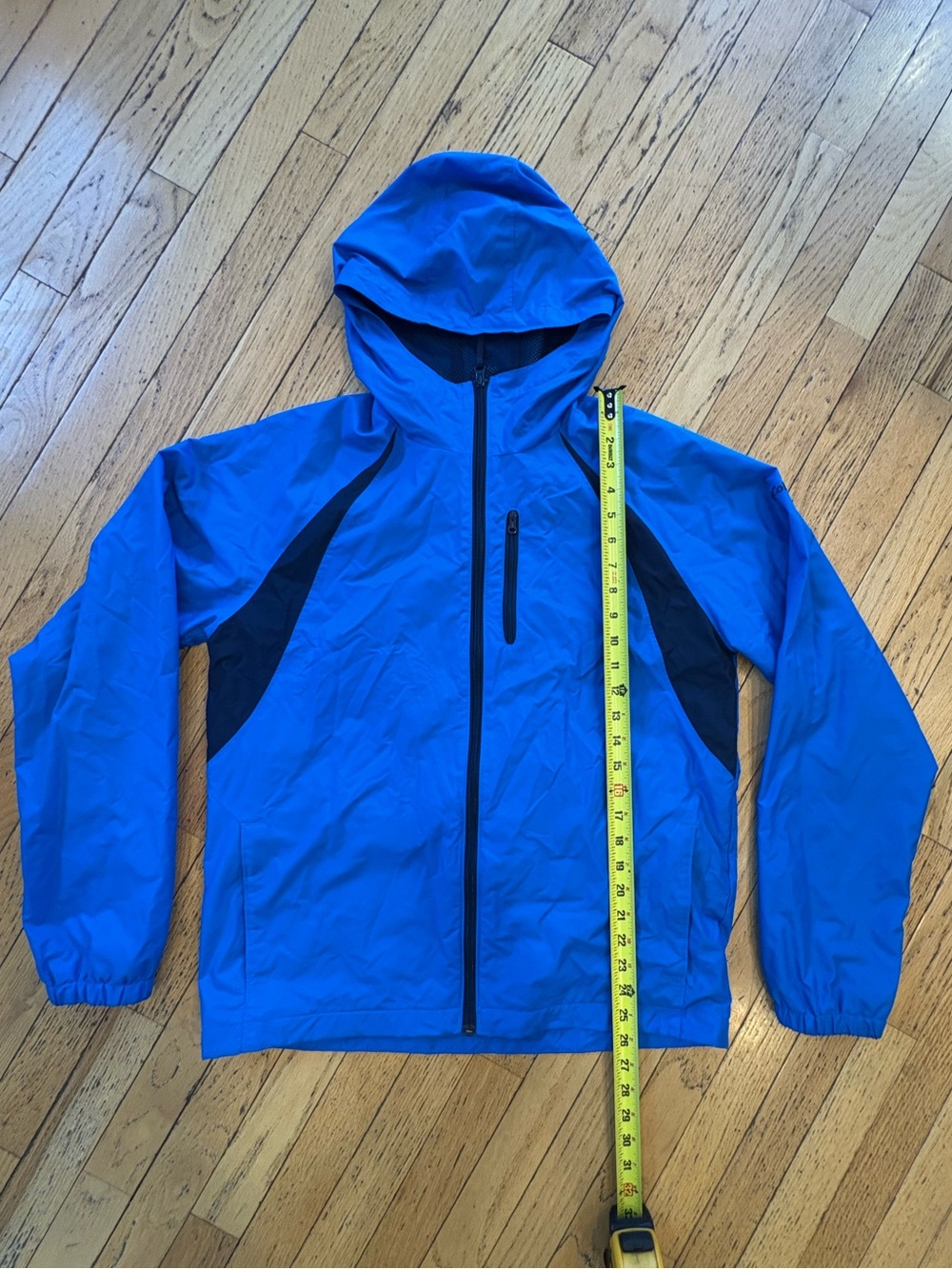 Columbia Blue and Black Packable Hooded Jacket